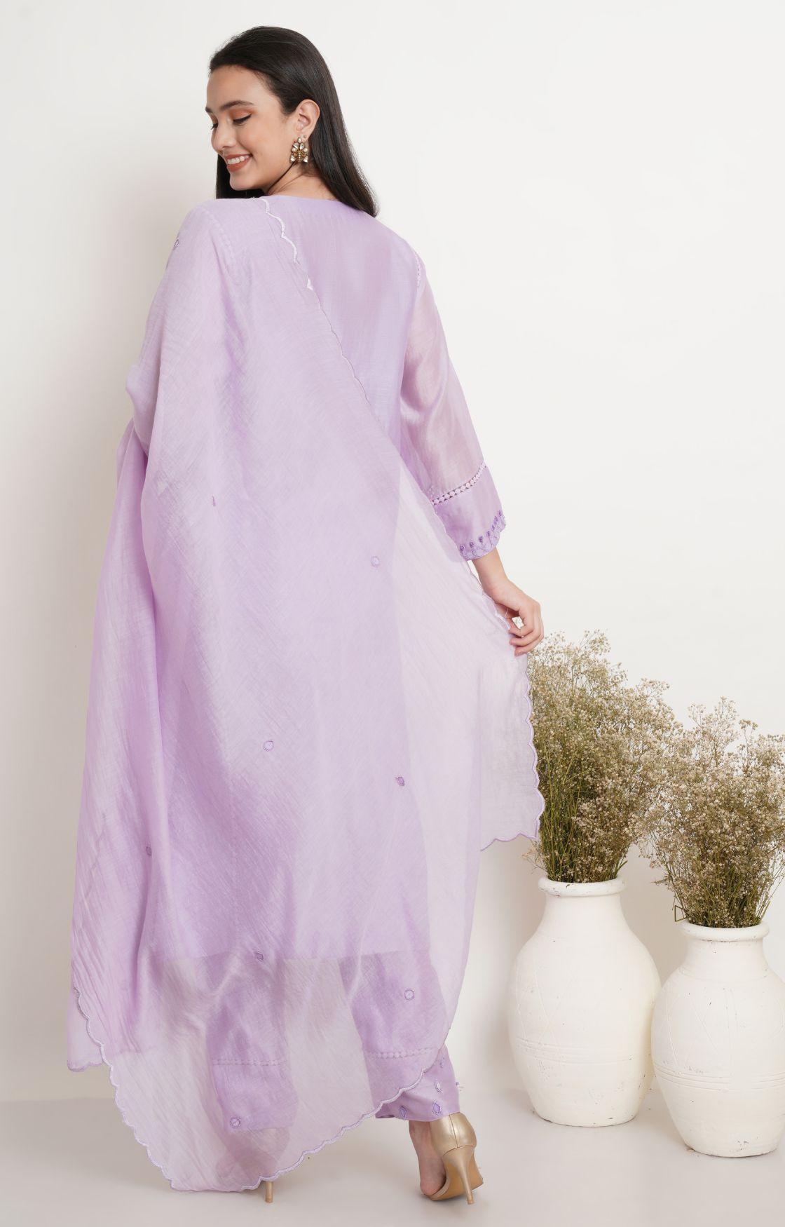 Mauve Tonal Embroidery Kurta Set