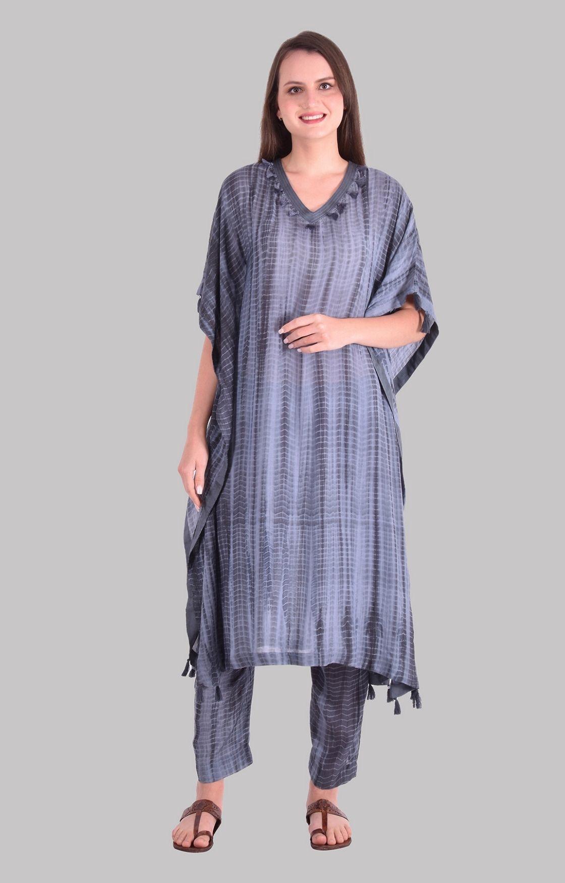 Grey Tie Dye Kaftan Set