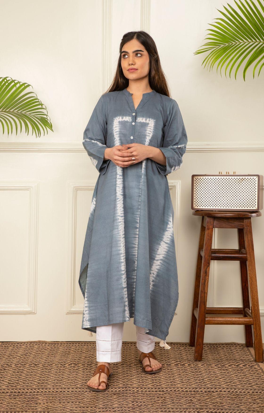 Grey Shibori Kurta