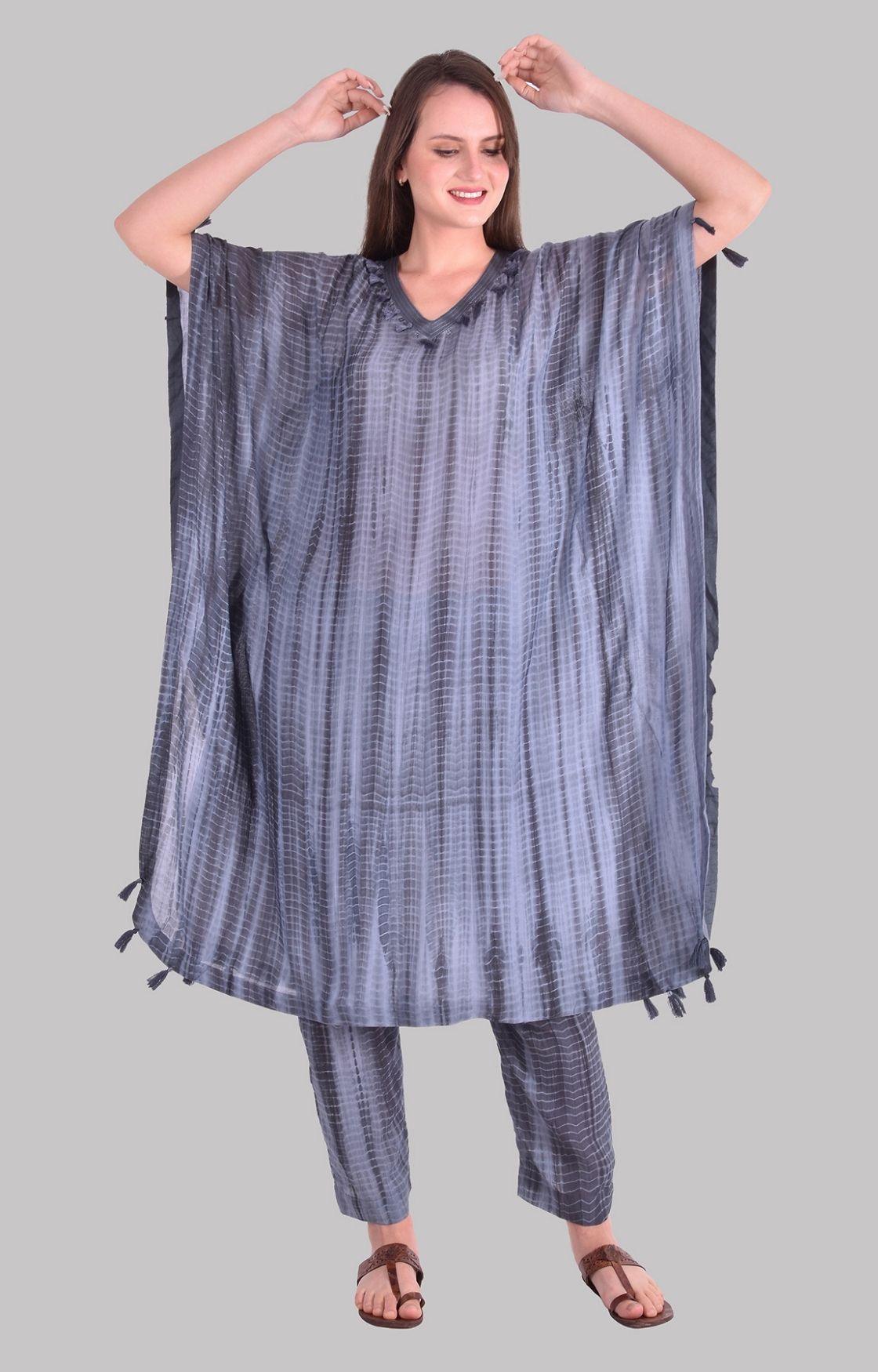 Grey Tie Dye Kaftan Set