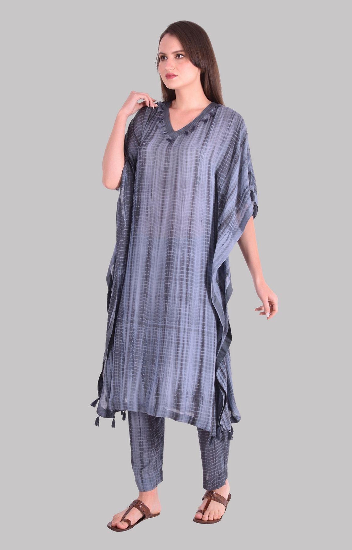 Grey Tie Dye Kaftan Set