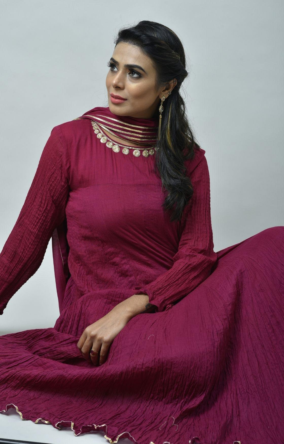 Fuschia Pink Tie Dye Crinkled Kurta Set