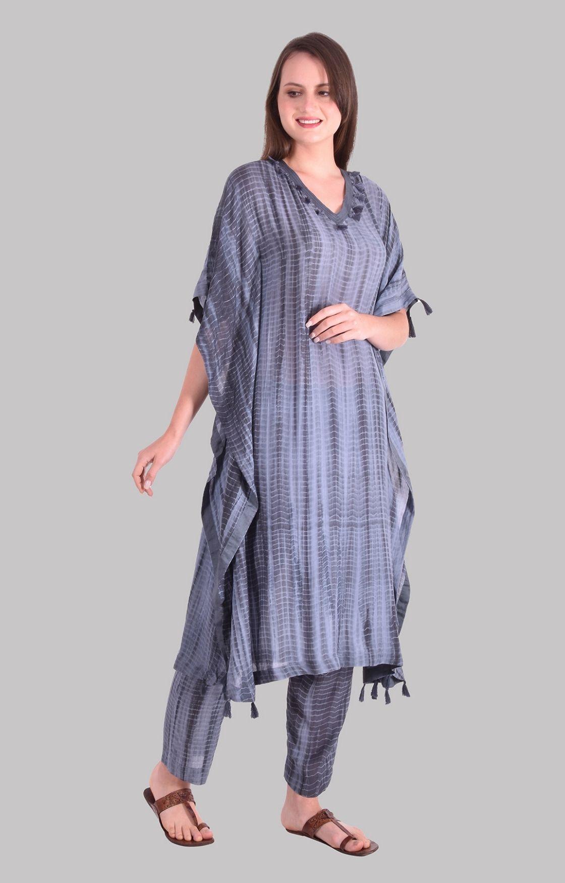 Grey Tie Dye Kaftan Set