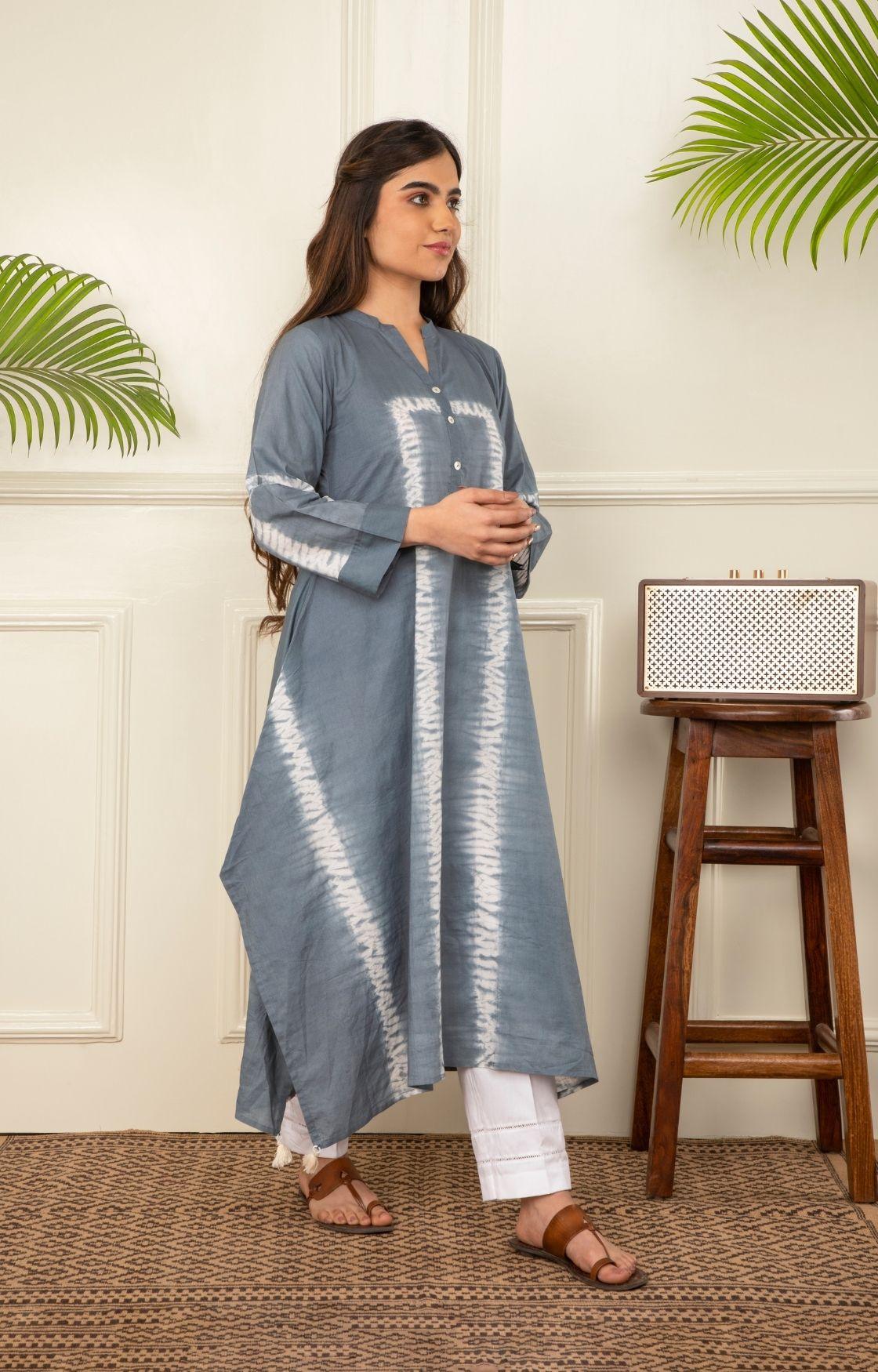 Grey Shibori Kurta