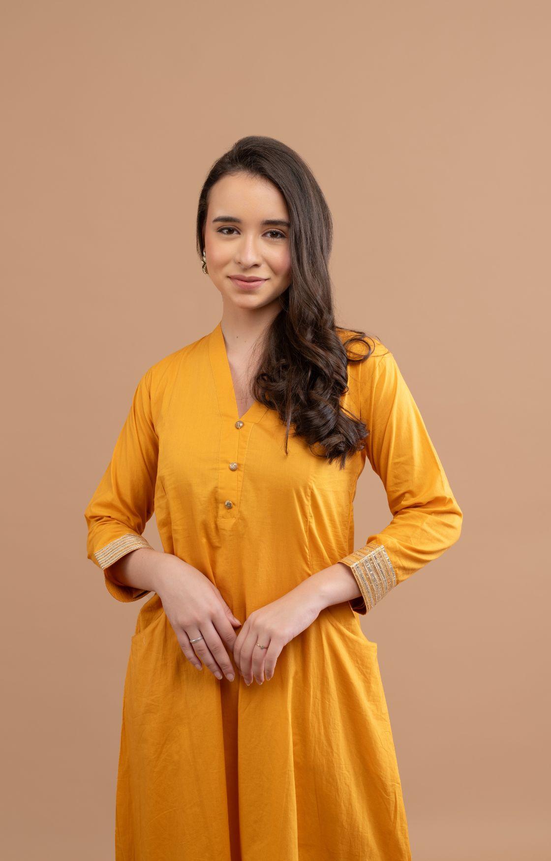 Mustard Gota Kurta Set