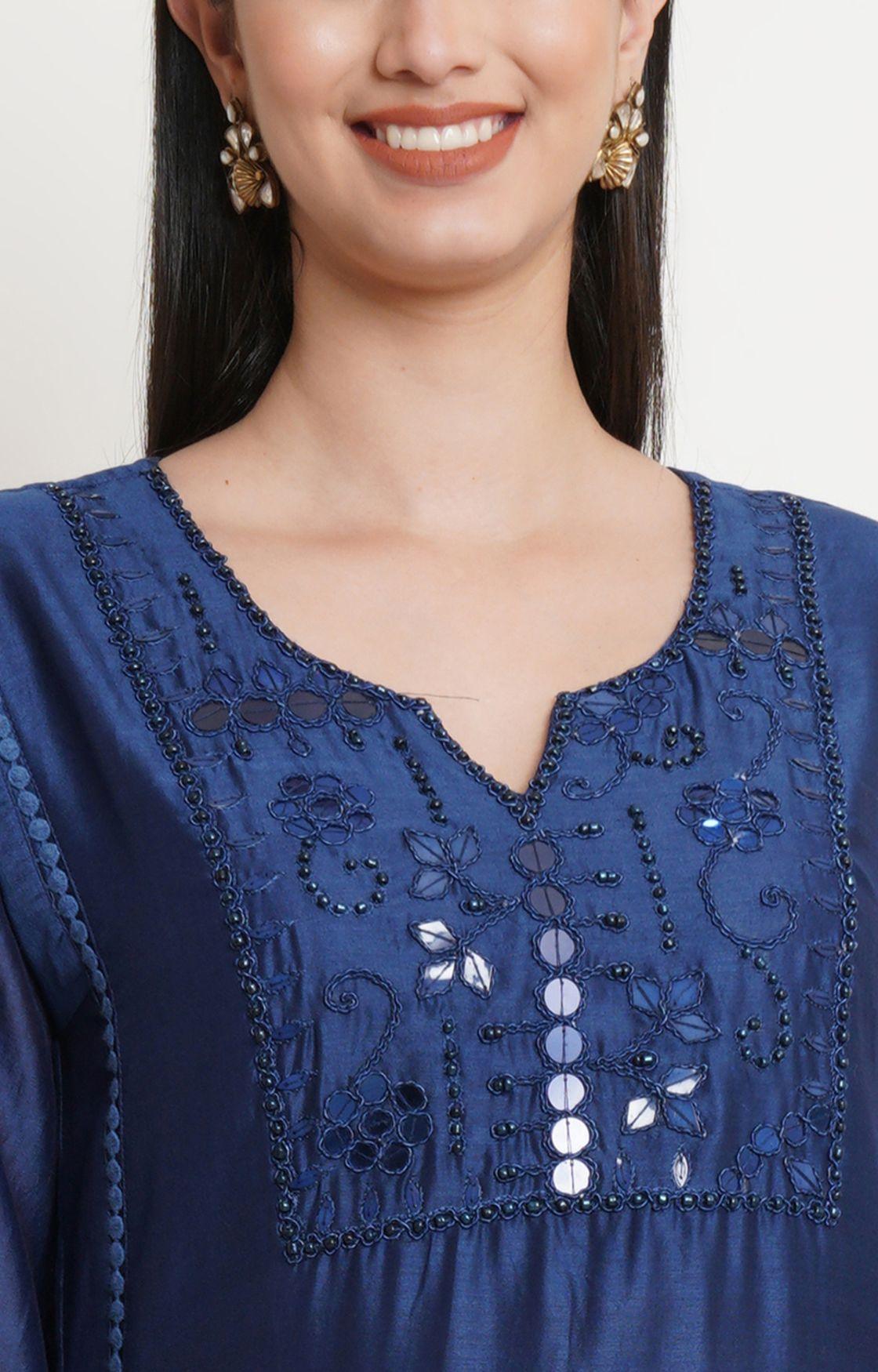 Blue Tonal Embroidery Kurta Set