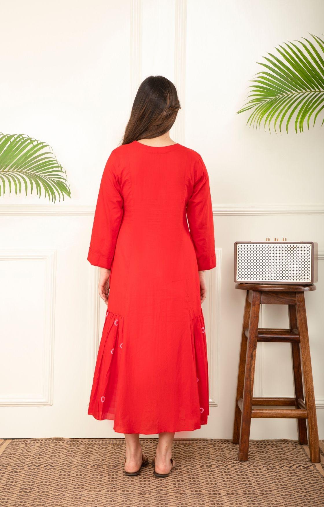 Red Bandhani Dress