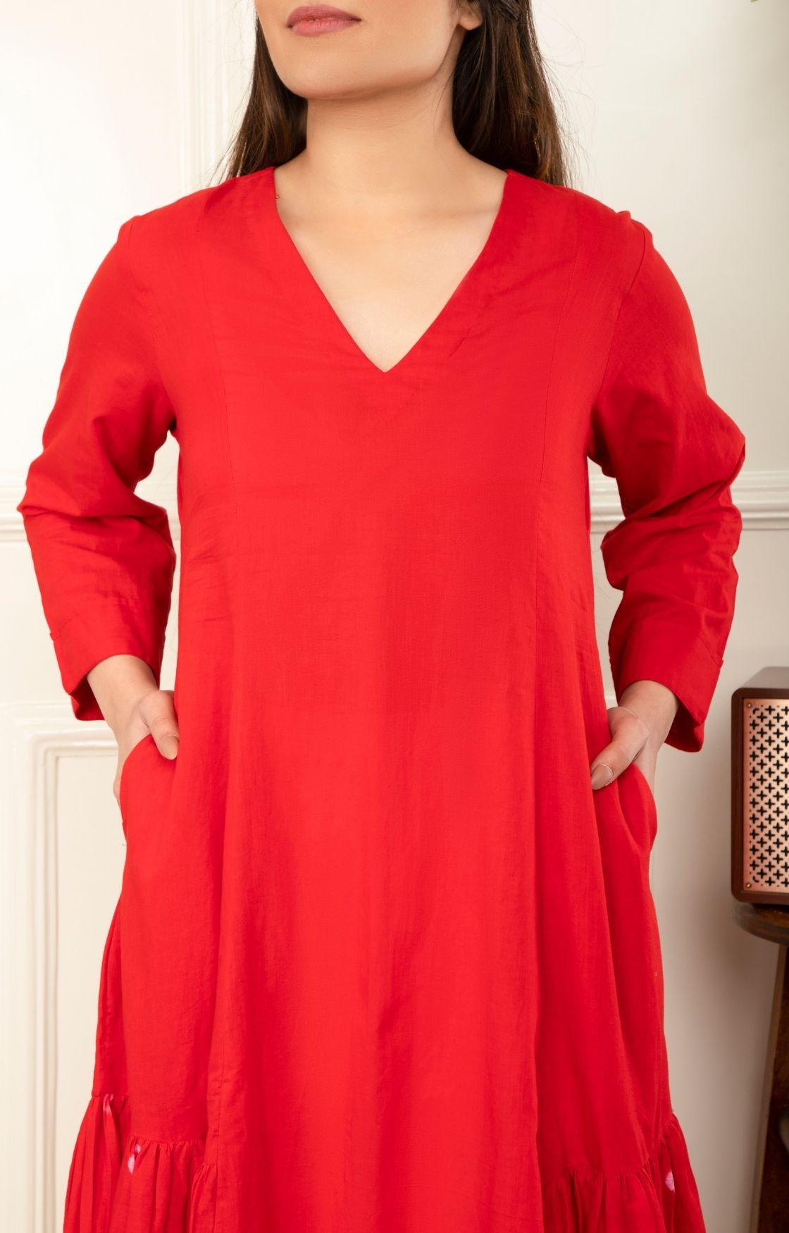 Red Bandhani Dress