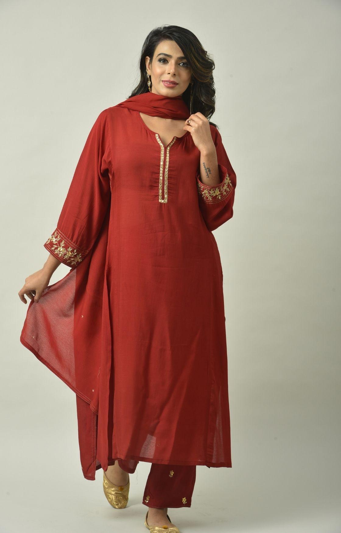 Maroon Gota Patti Embroidery Set