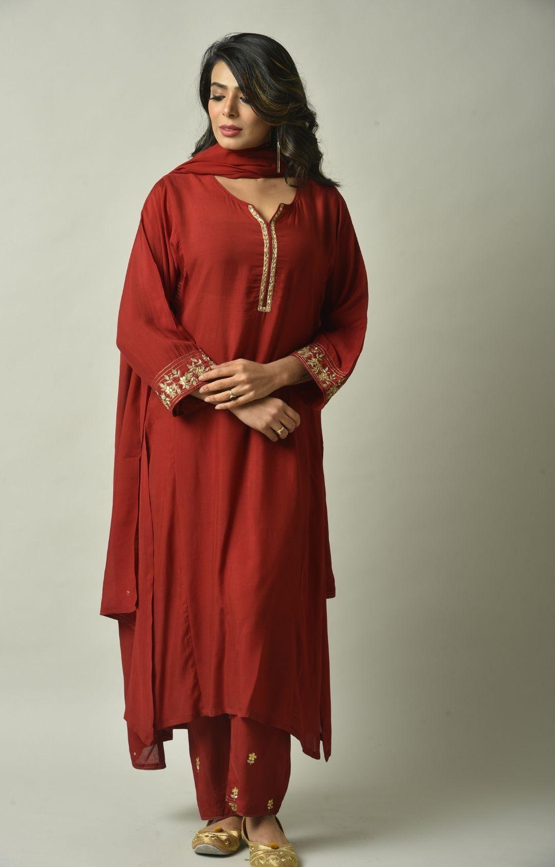 Maroon Gota Patti Embroidery Set