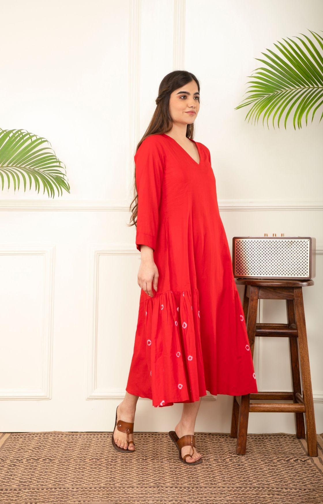 Red Bandhani Dress