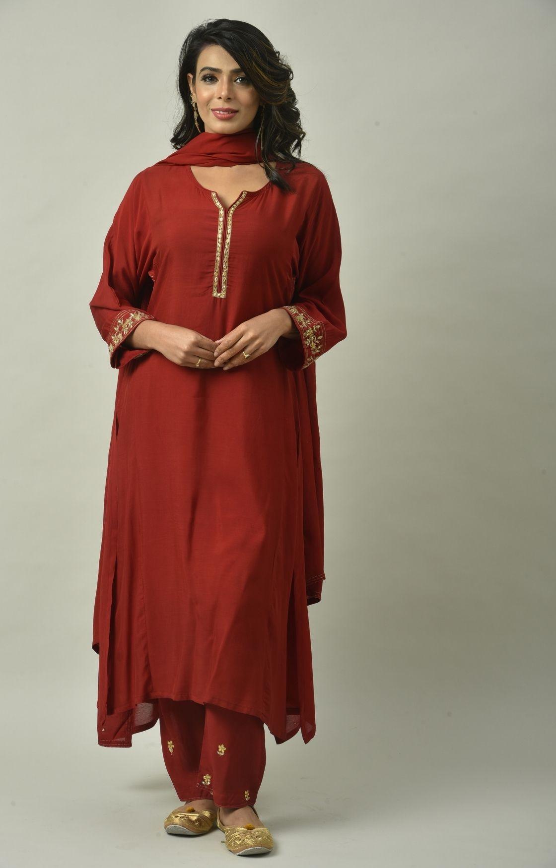 Maroon Gota Patti Embroidery Set