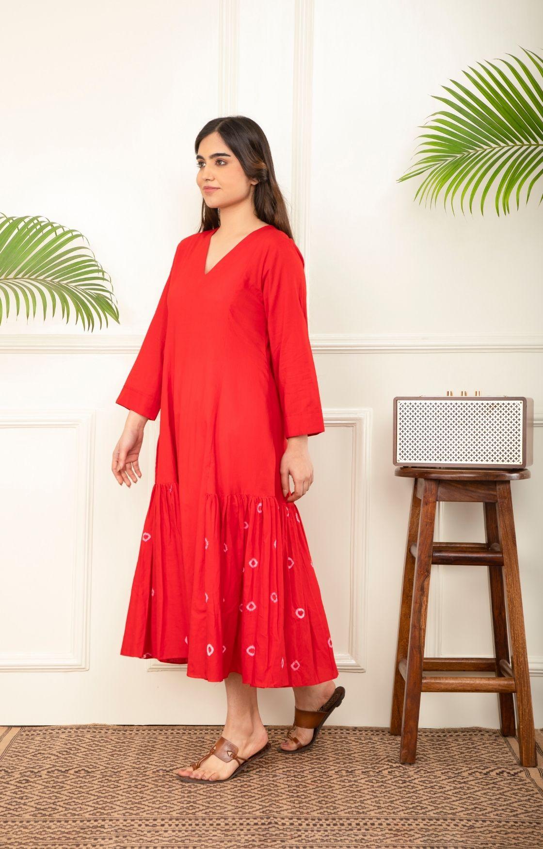 Red Bandhani Dress