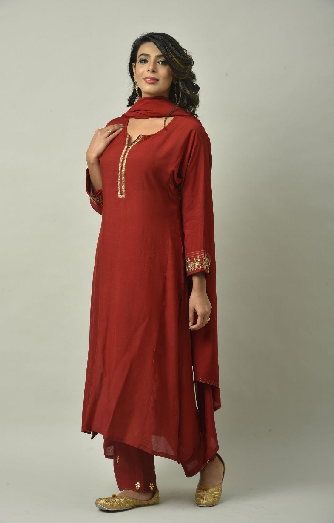 Maroon Gota Patti Embroidery Set