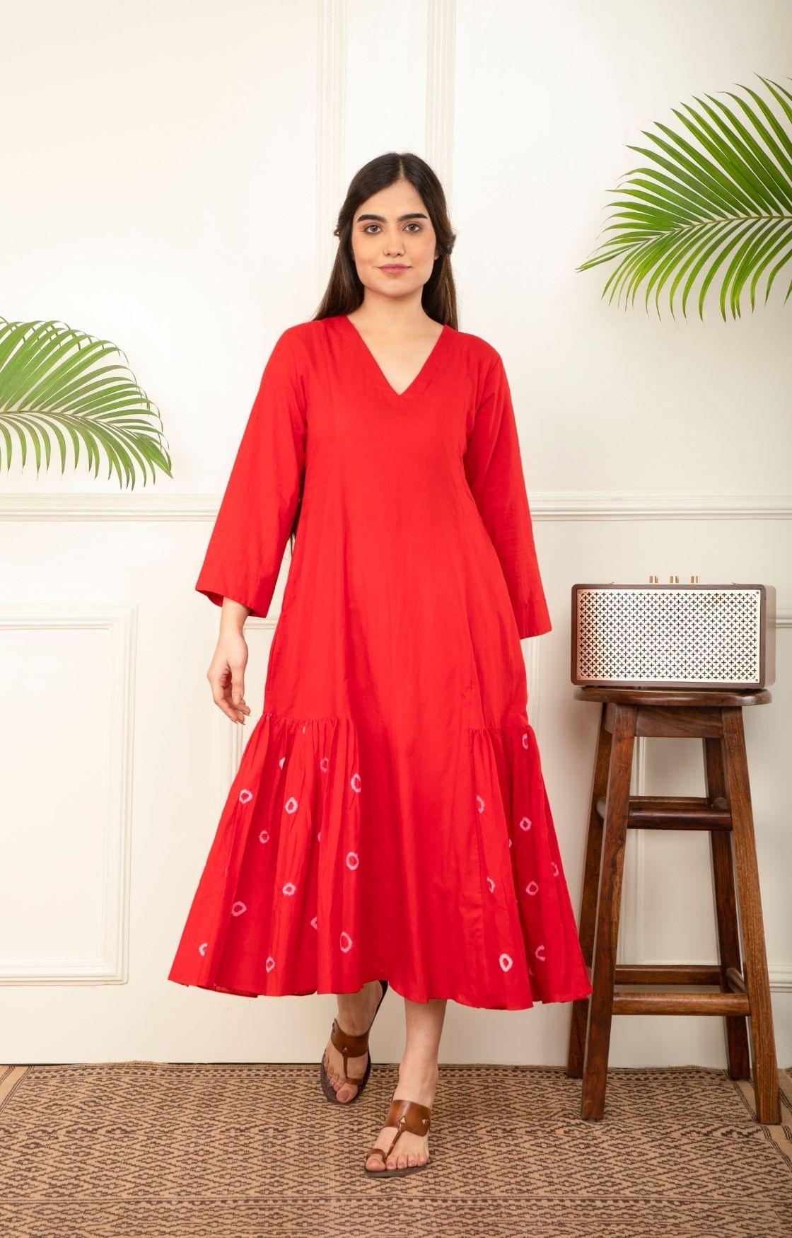 Red Bandhani Dress