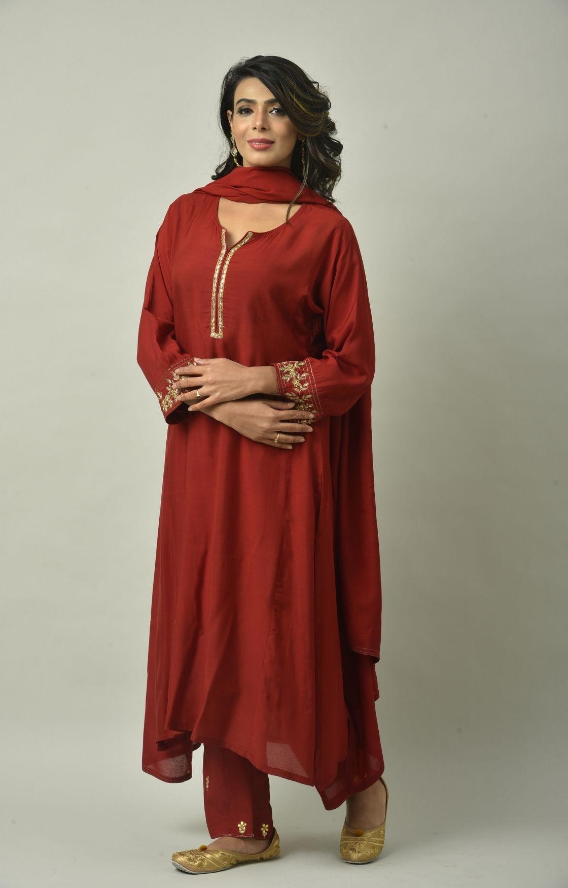 Maroon Gota Patti Embroidery Set