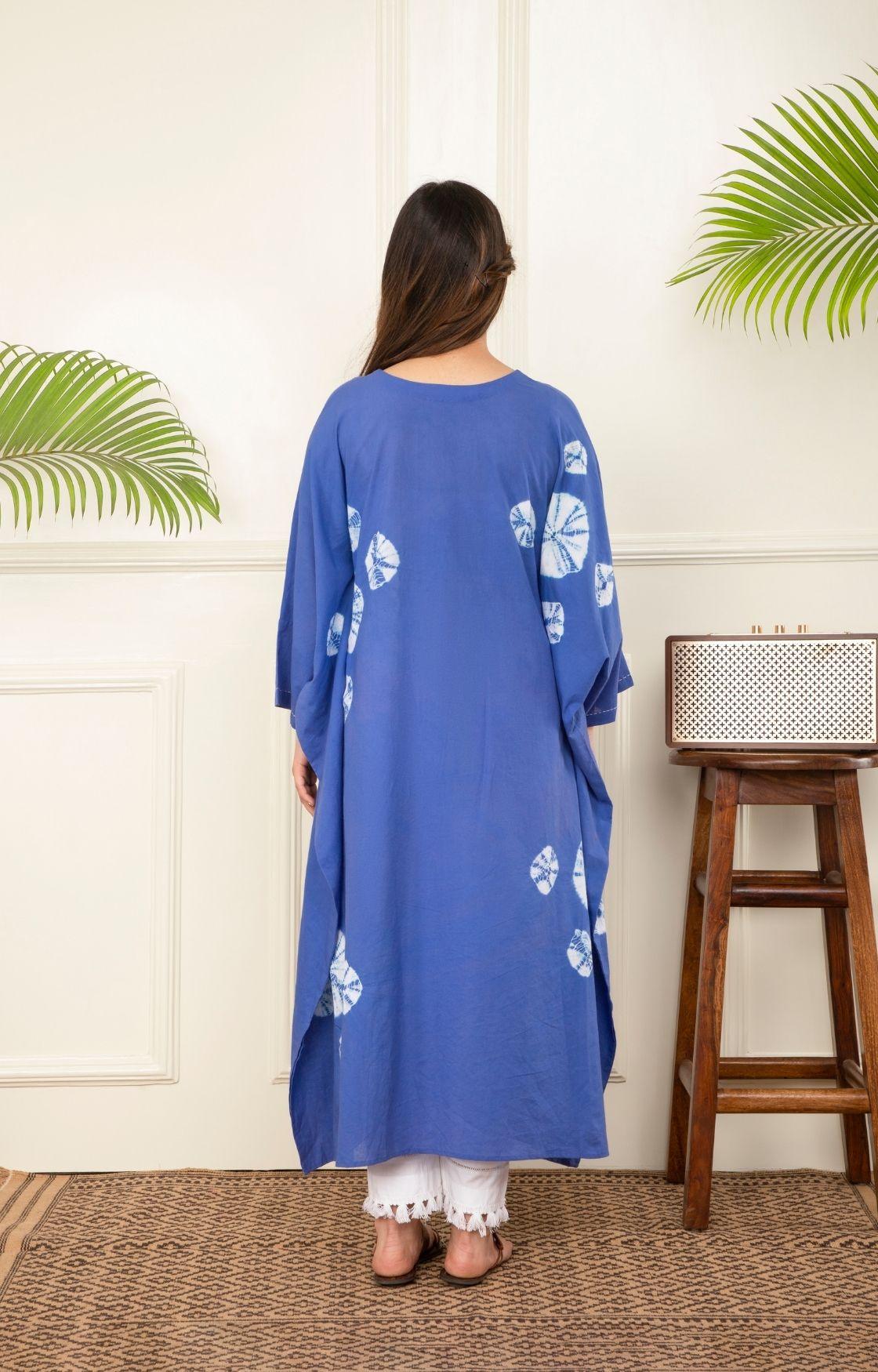 Blue Bandhani Kaftan Set