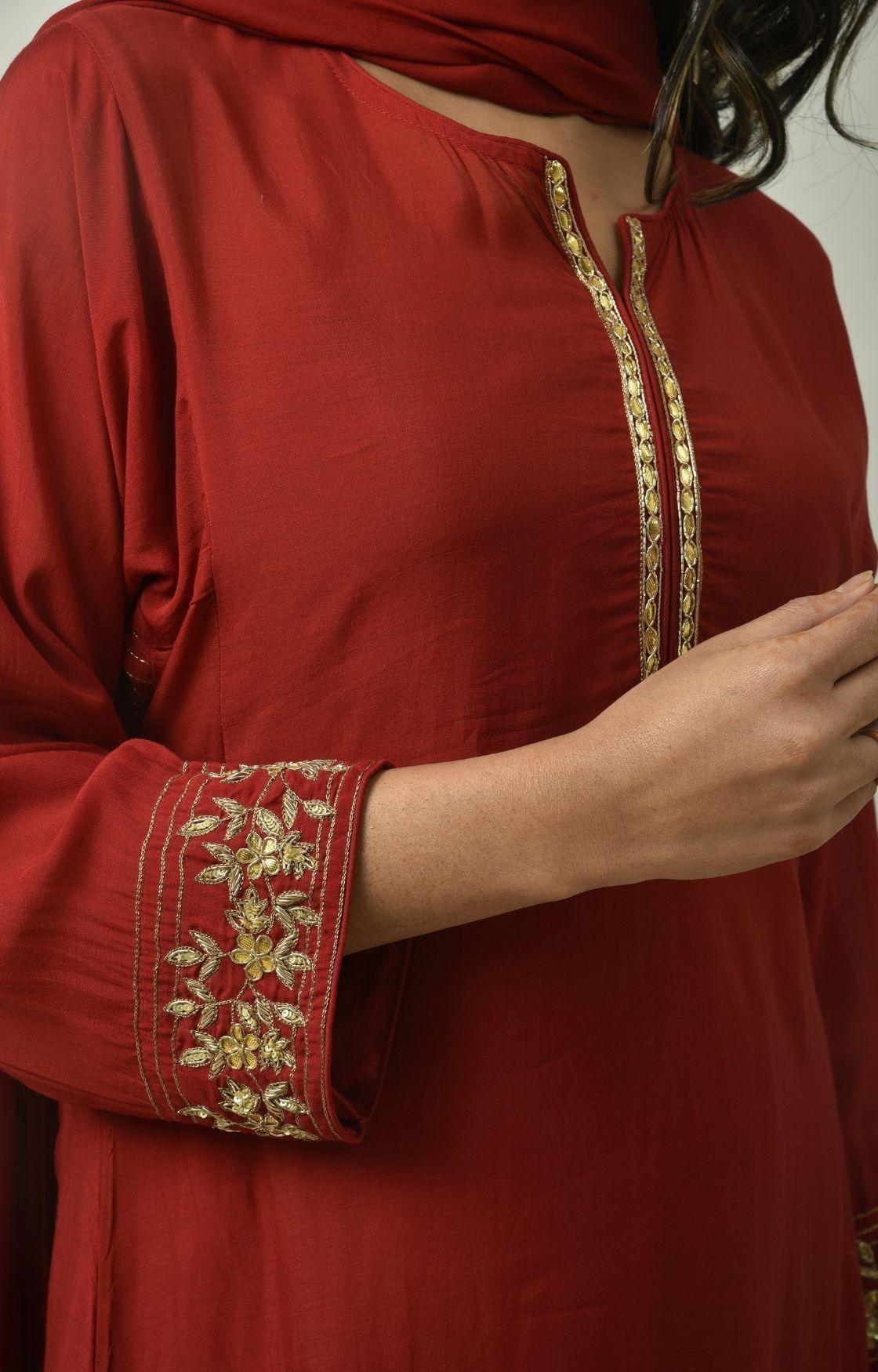Maroon Gota Patti Embroidery Set