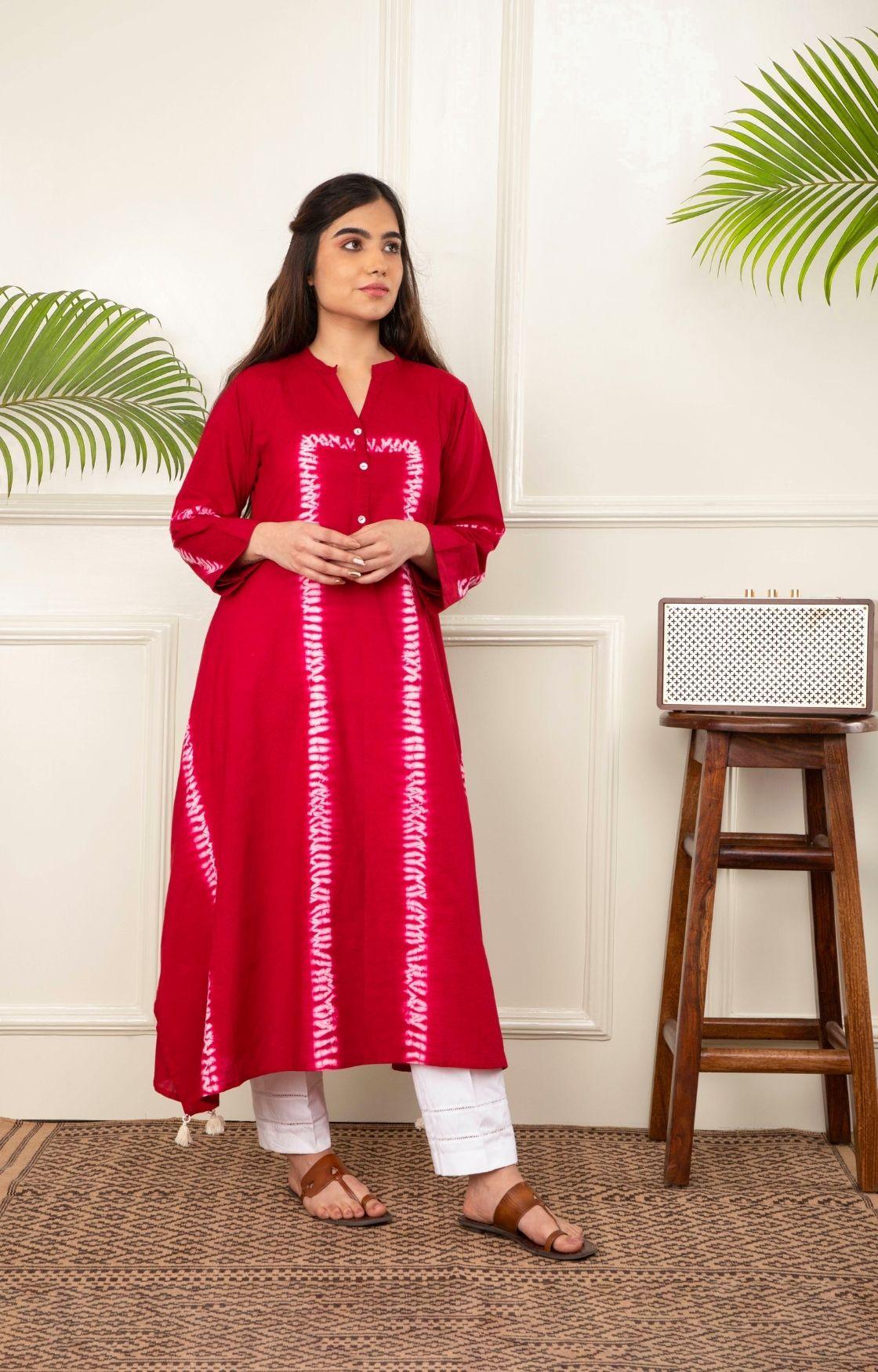 Red Shibori Kurta