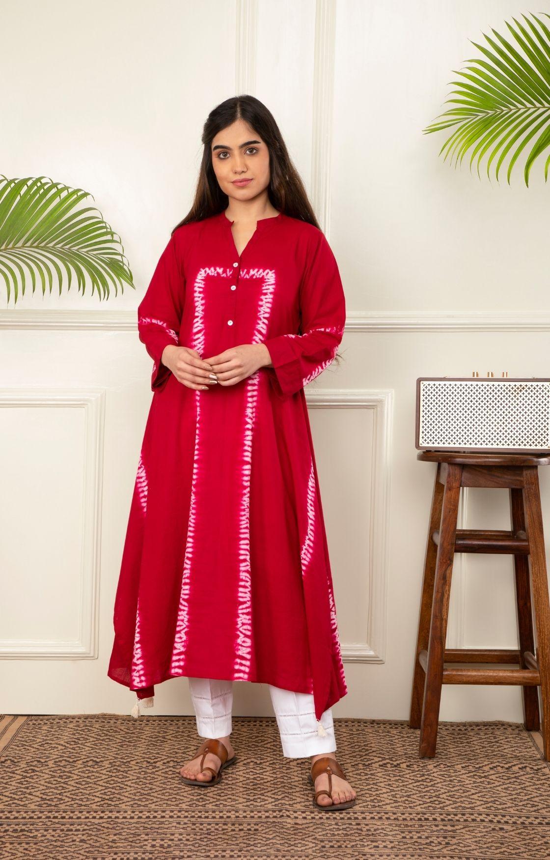 Red Shibori Kurta