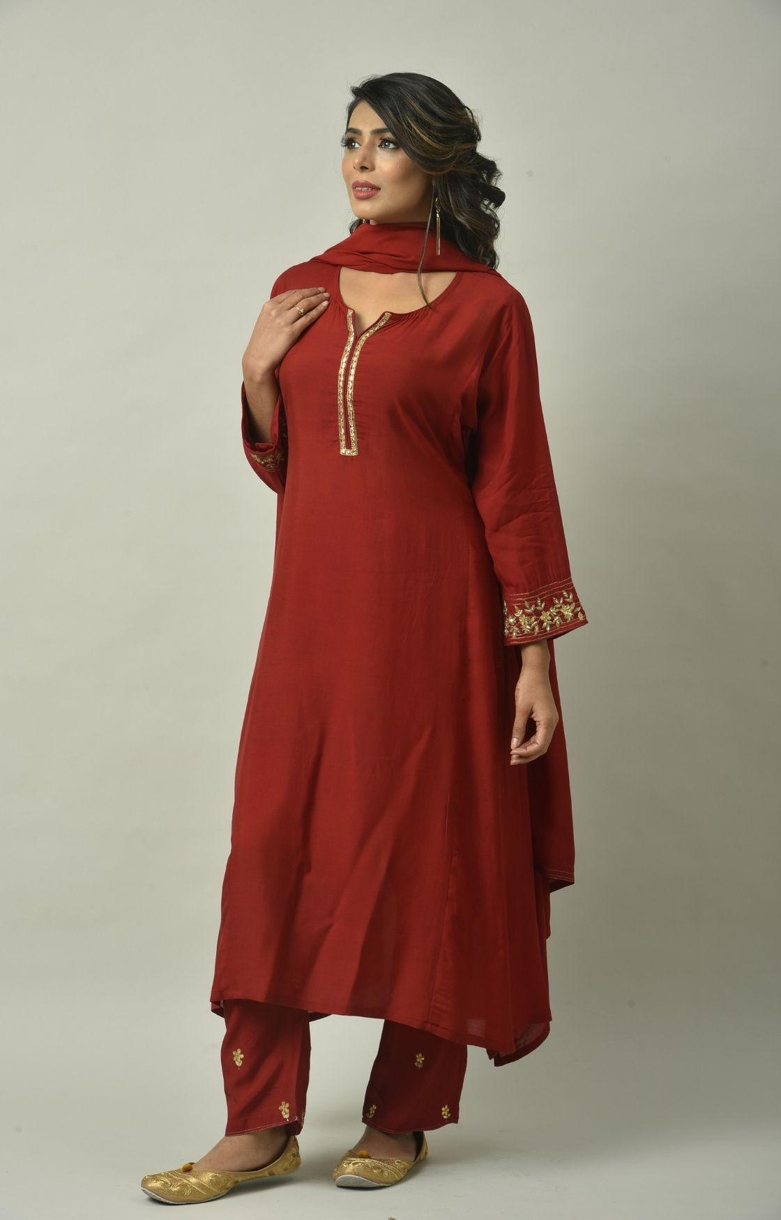 Maroon Gota Patti Embroidery Set