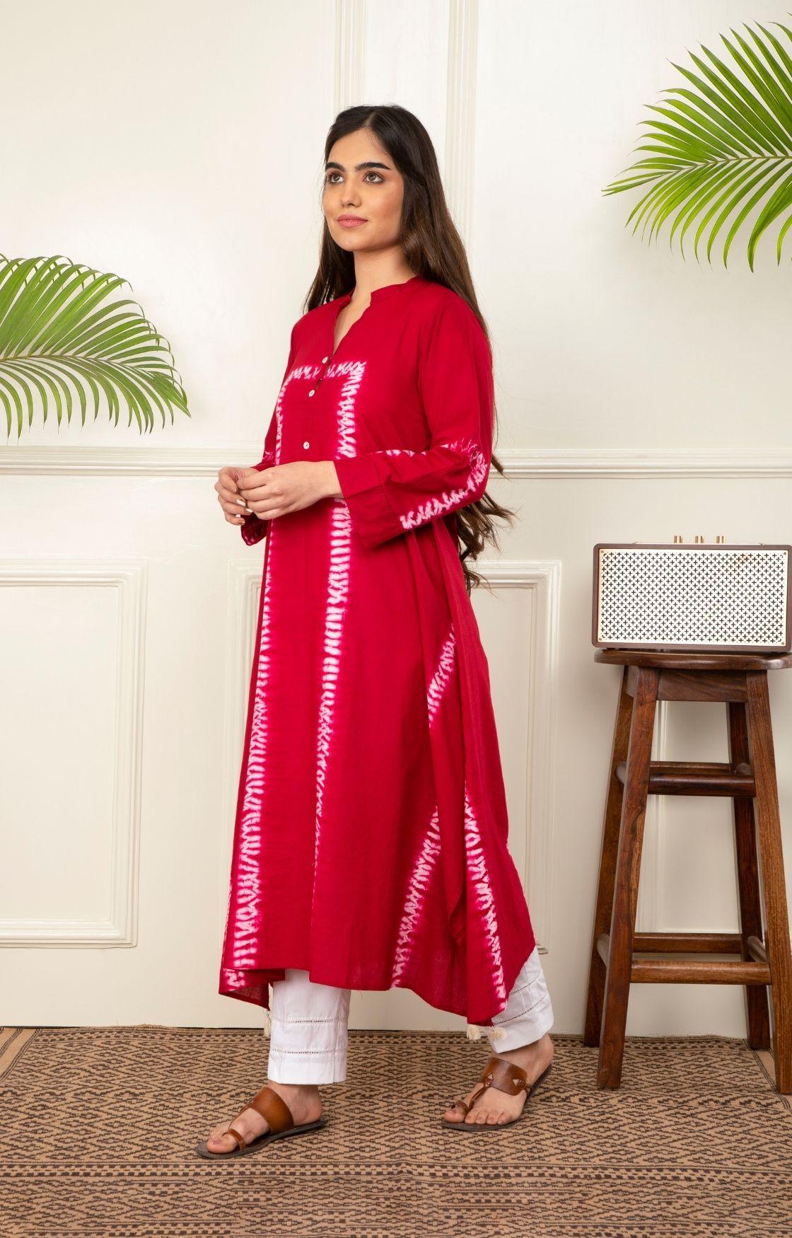 Red Shibori Kurta