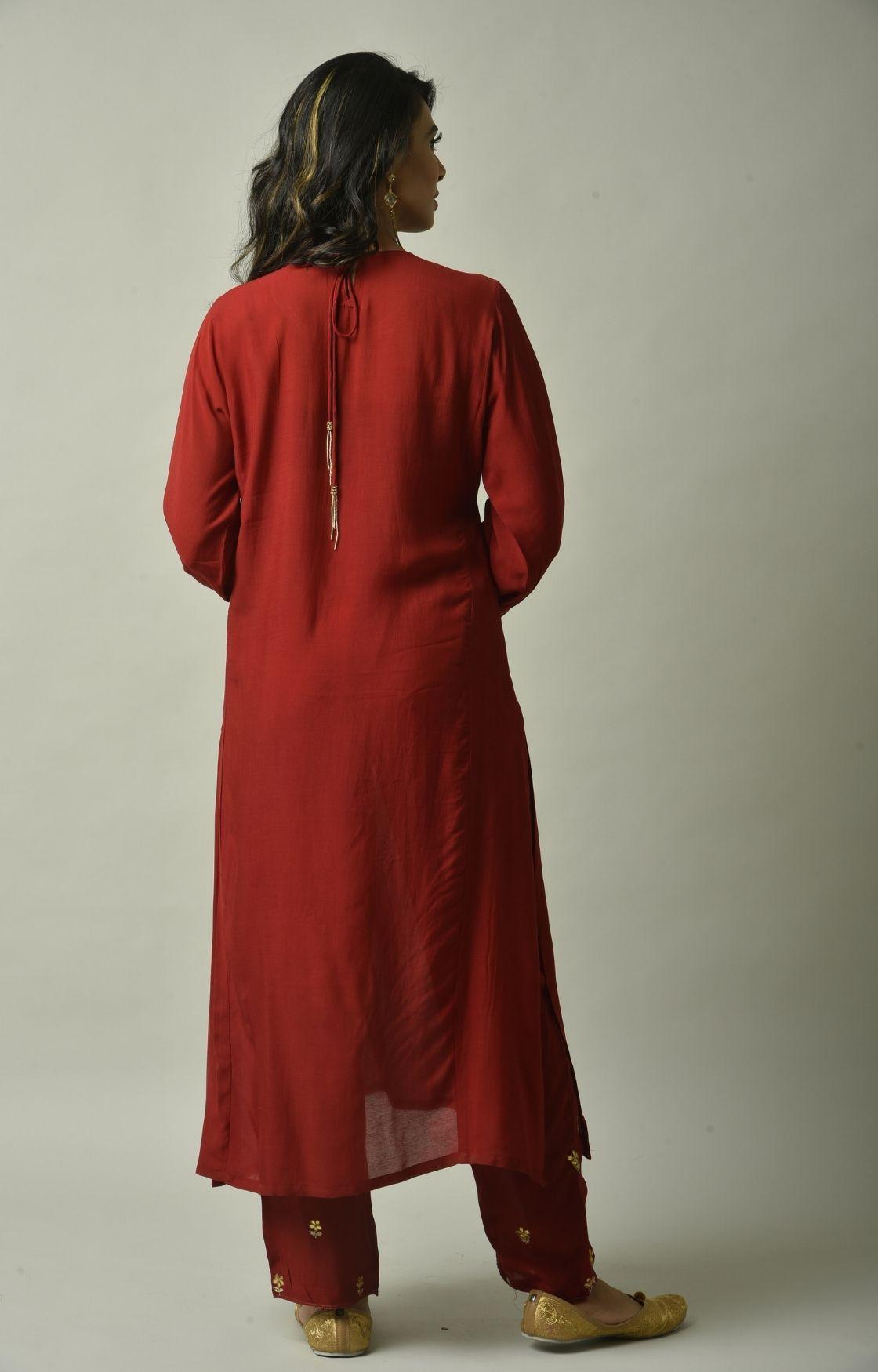 Maroon Gota Patti Embroidery Set
