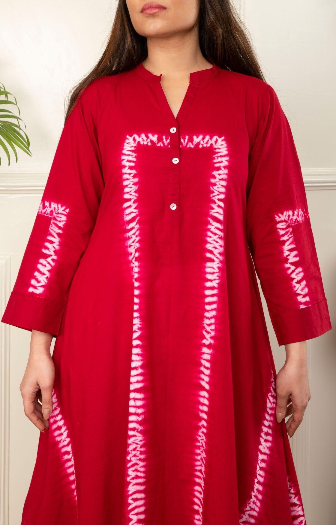 Red Shibori Kurta