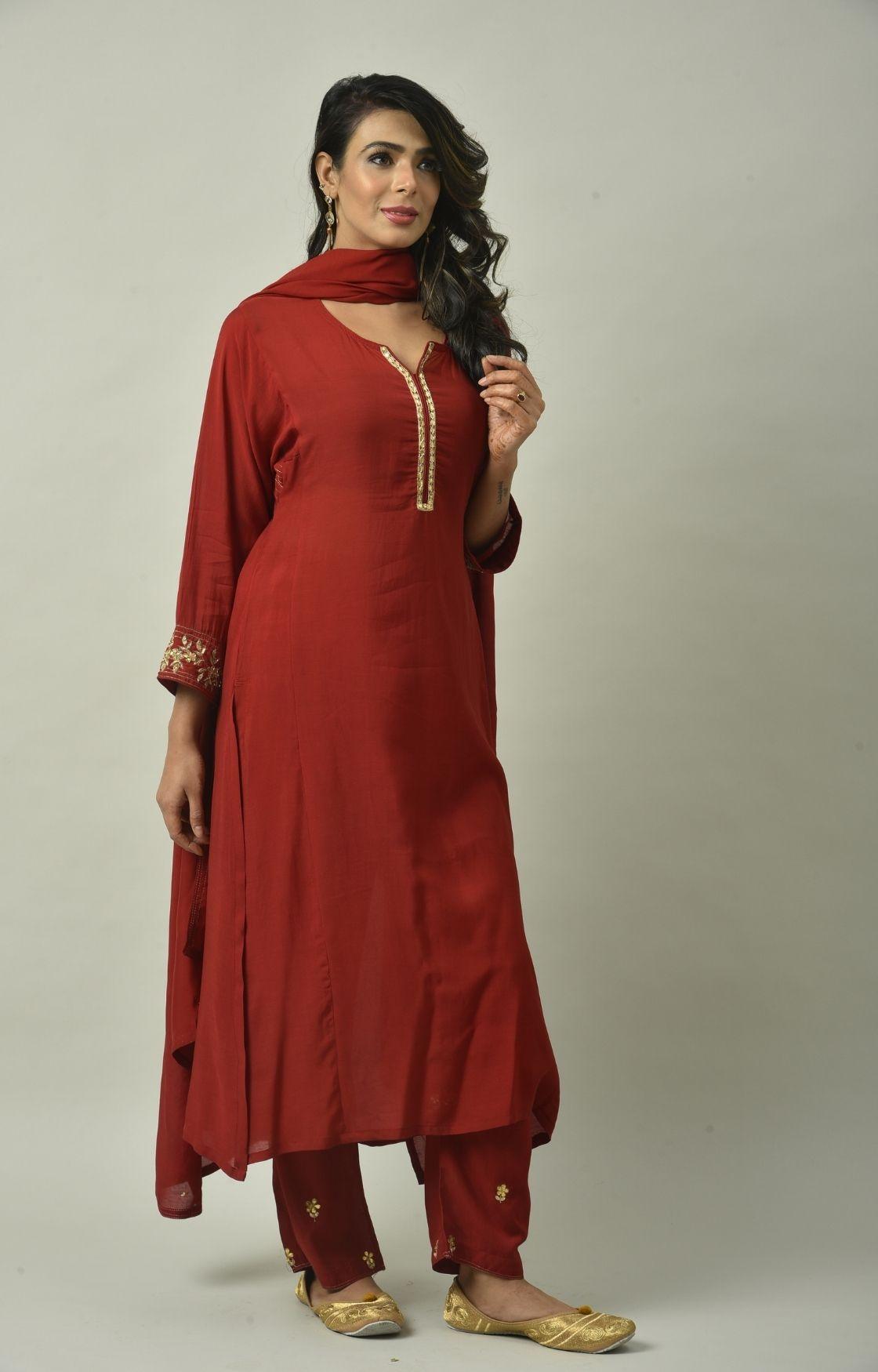 Maroon Gota Patti Embroidery Set