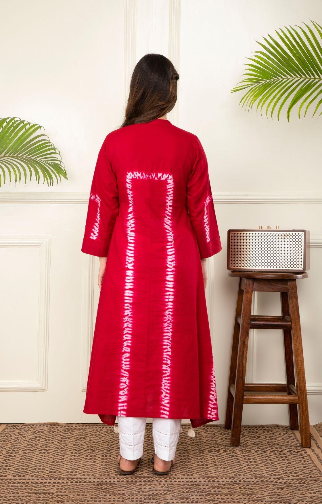 Red Shibori Kurta