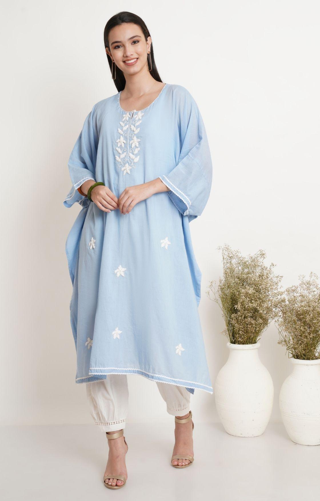 Sky Blue Embroidery Kaftan