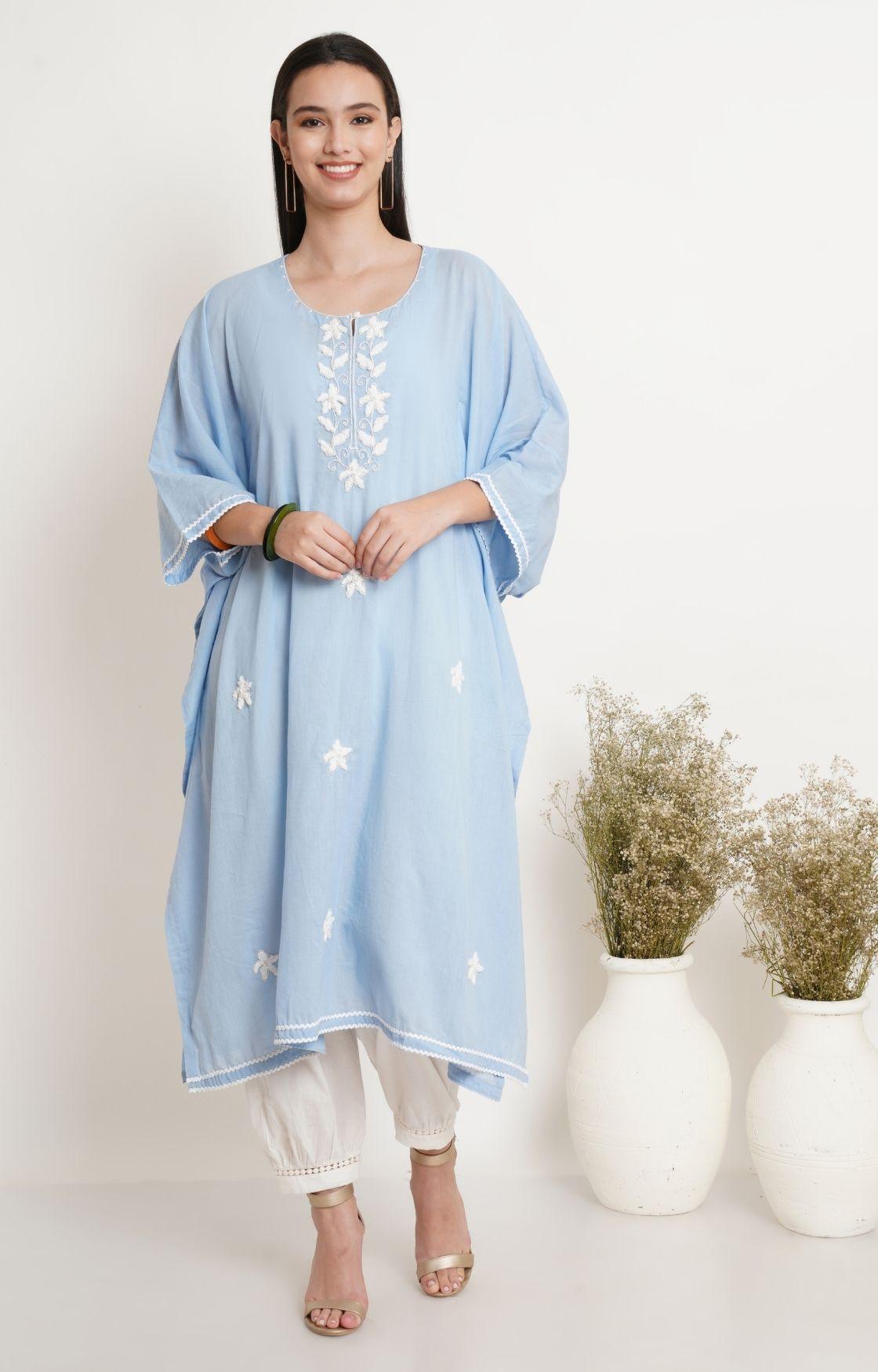 Sky Blue Embroidery Kaftan