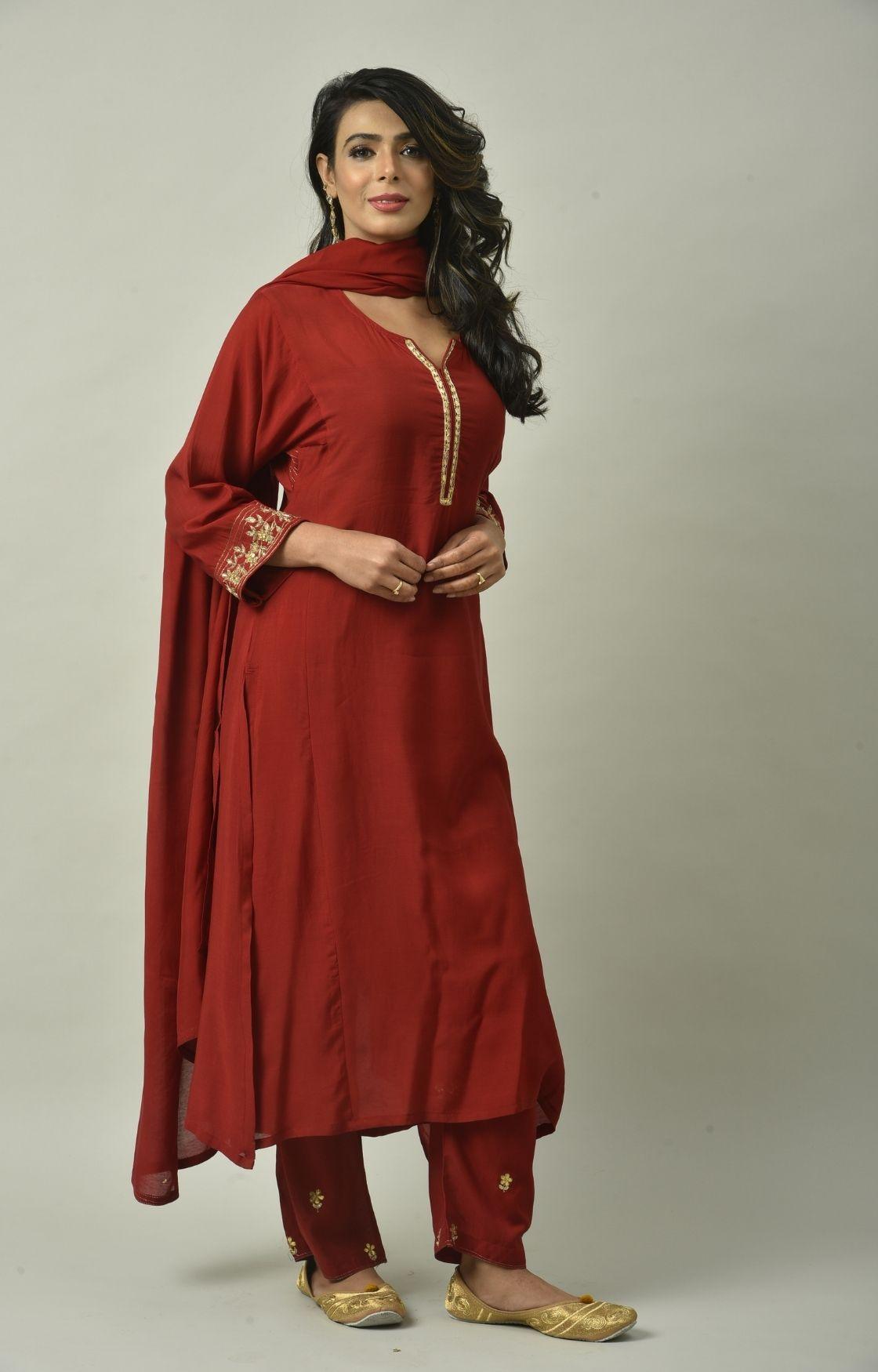 Maroon Gota Patti Embroidery Set