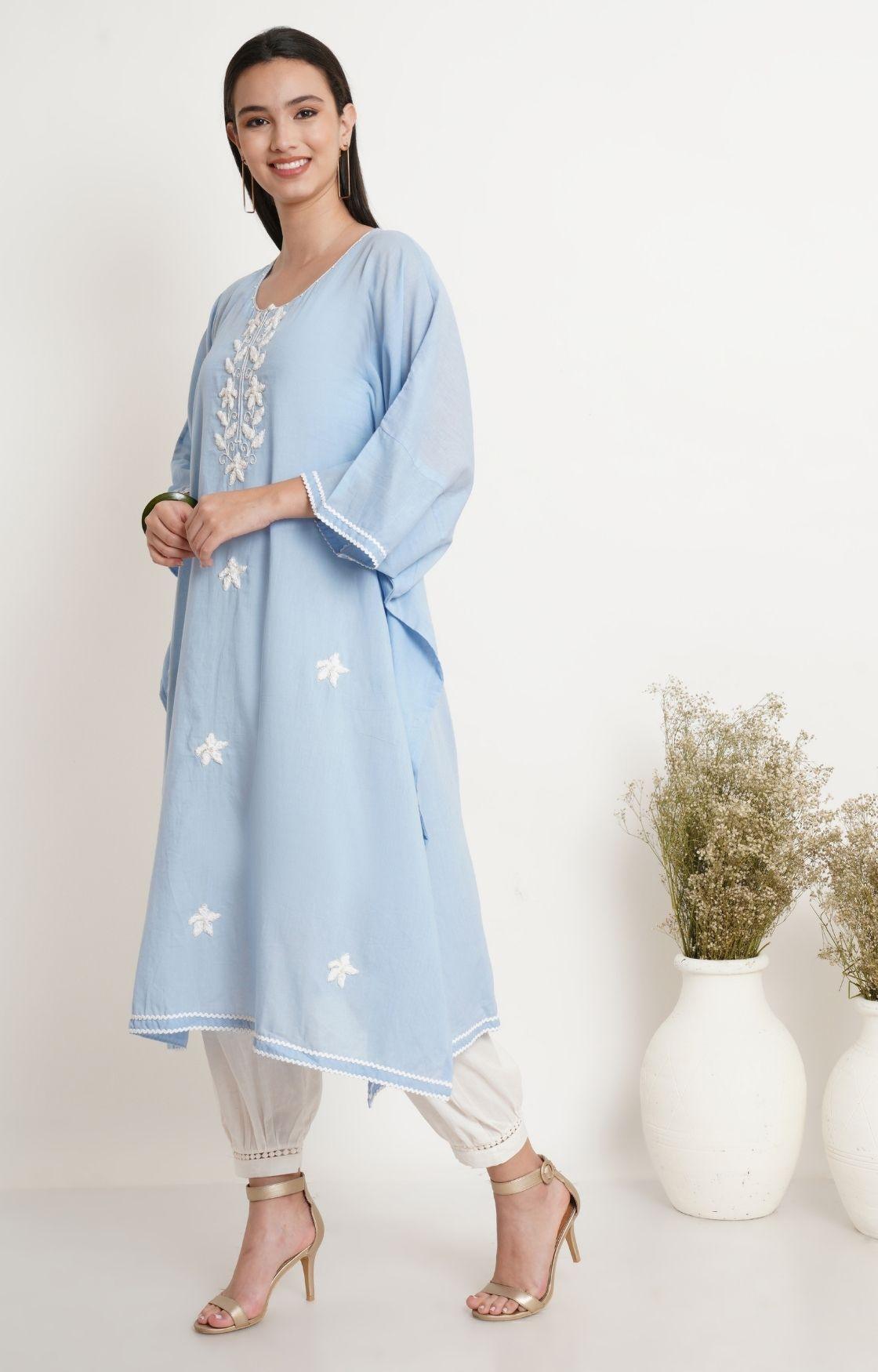 Sky Blue Embroidery Kaftan