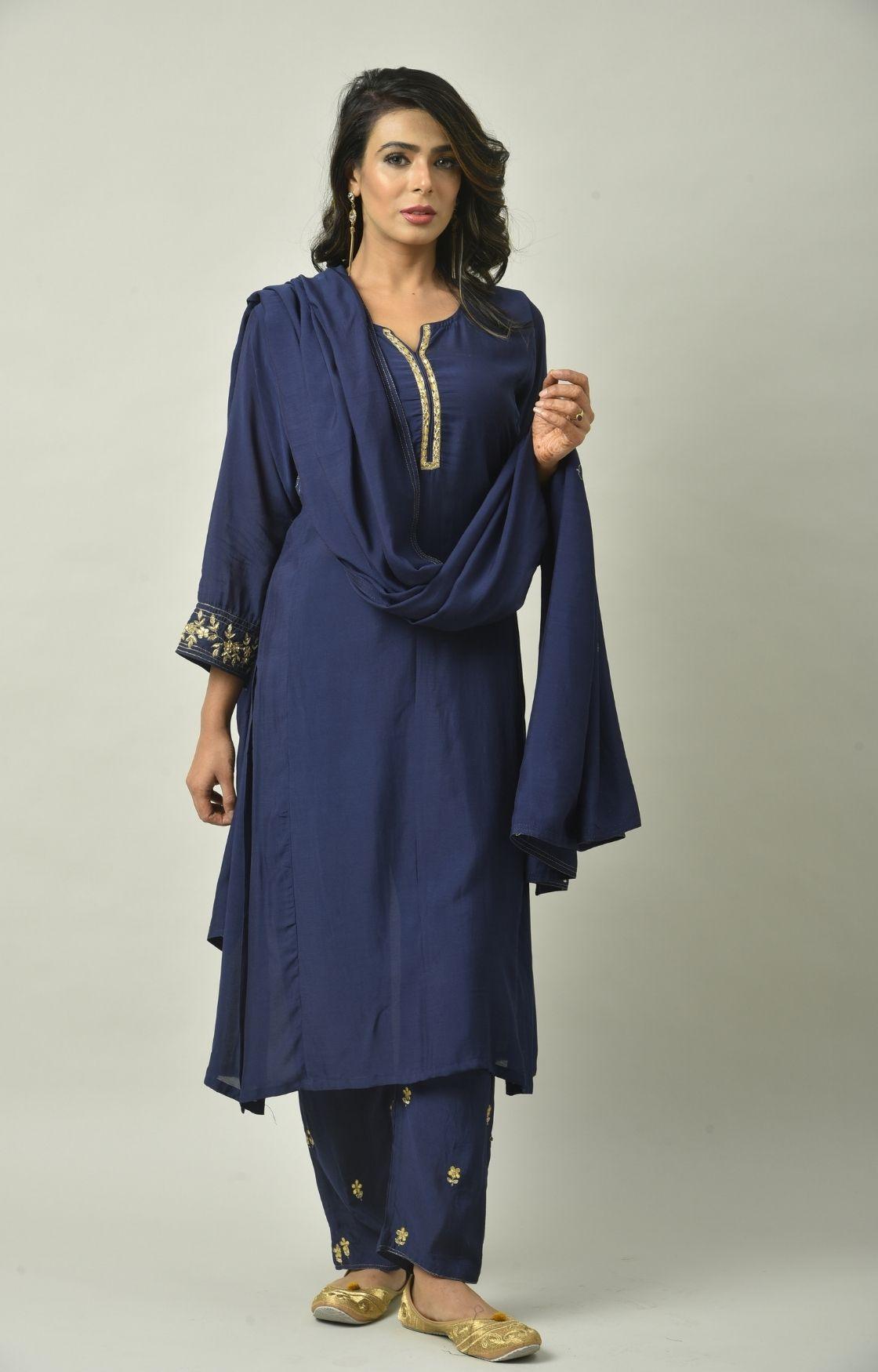 Blue Gota Patti Embroidery Set