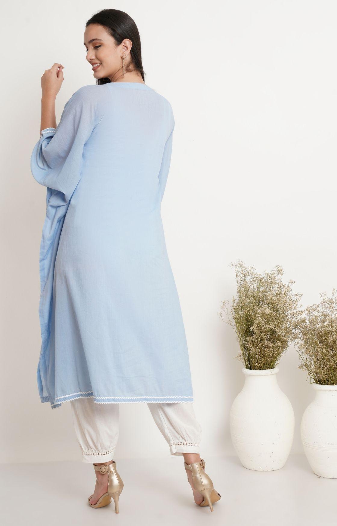 Sky Blue Embroidery Kaftan