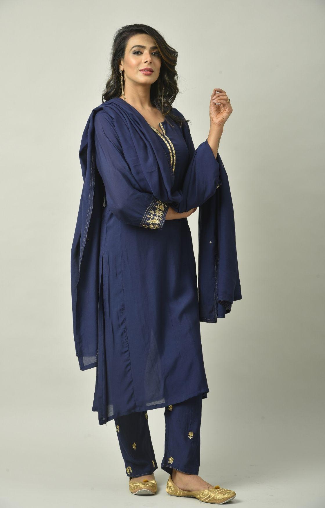 Blue Gota Patti Embroidery Set