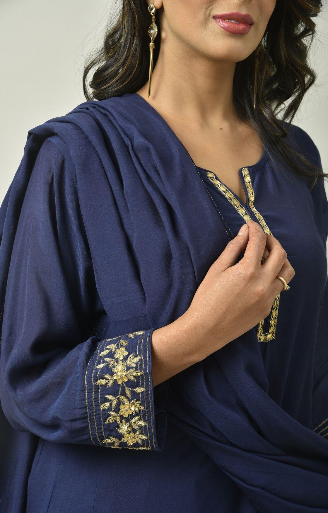 Blue Gota Patti Embroidery Set