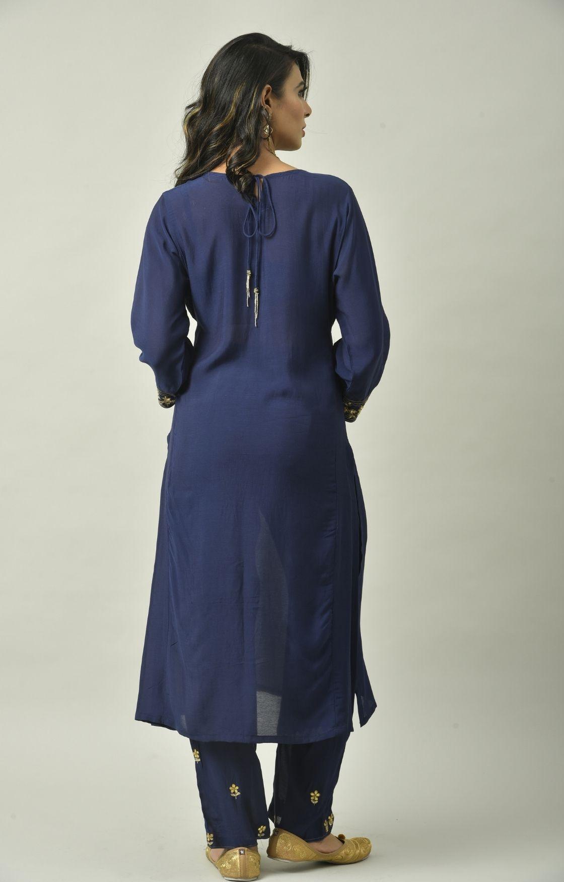 Blue Gota Patti Embroidery Set