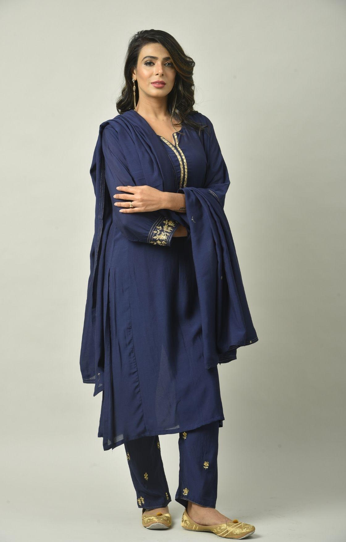 Blue Gota Patti Embroidery Set