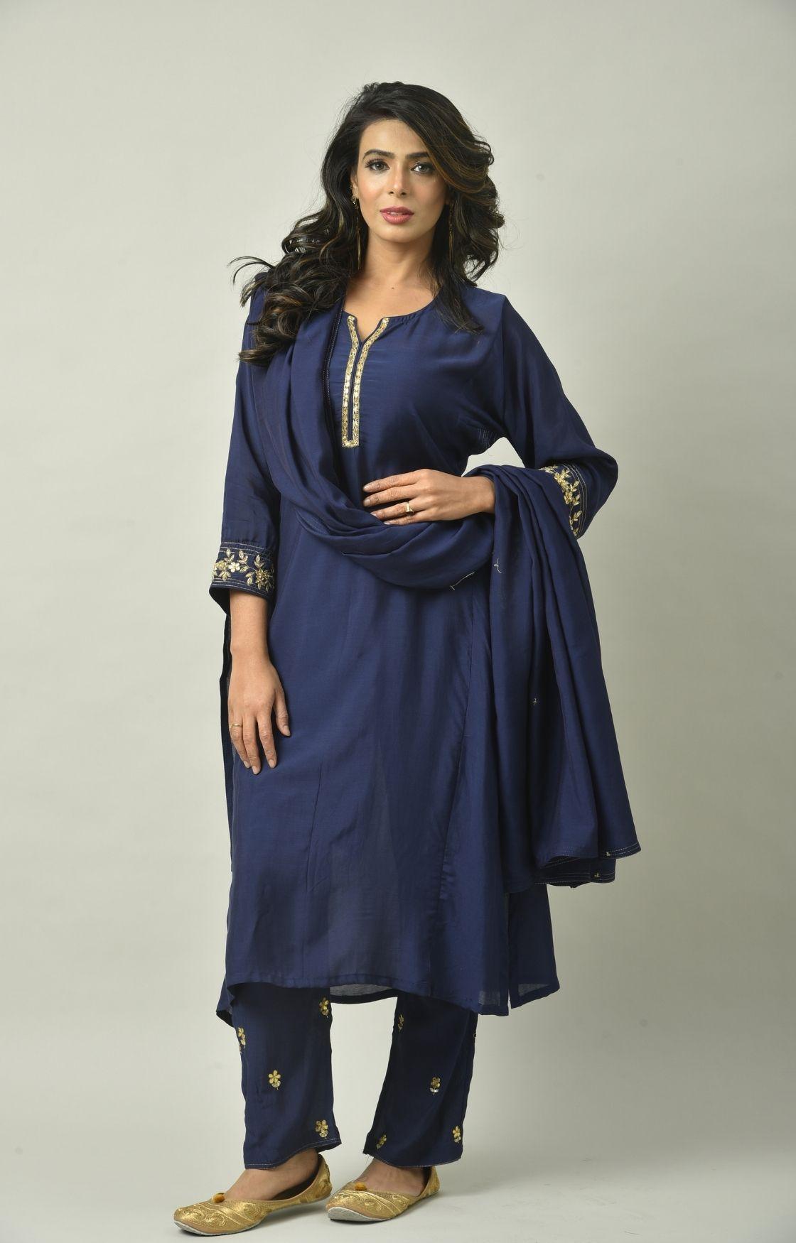Blue Gota Patti Embroidery Set