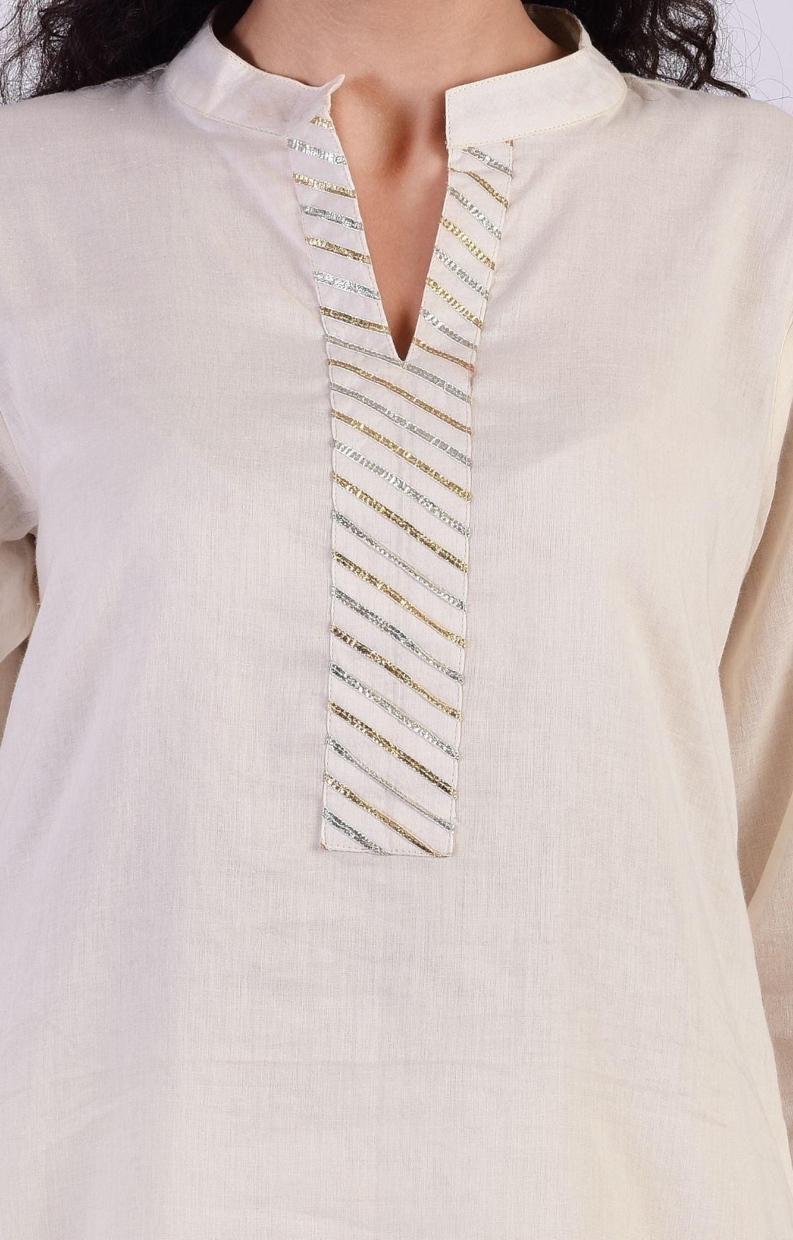 Off White Zig Zag Gota Sharara Set