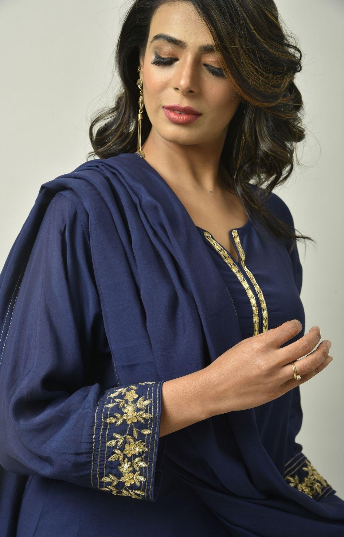 Blue Gota Patti Embroidery Set