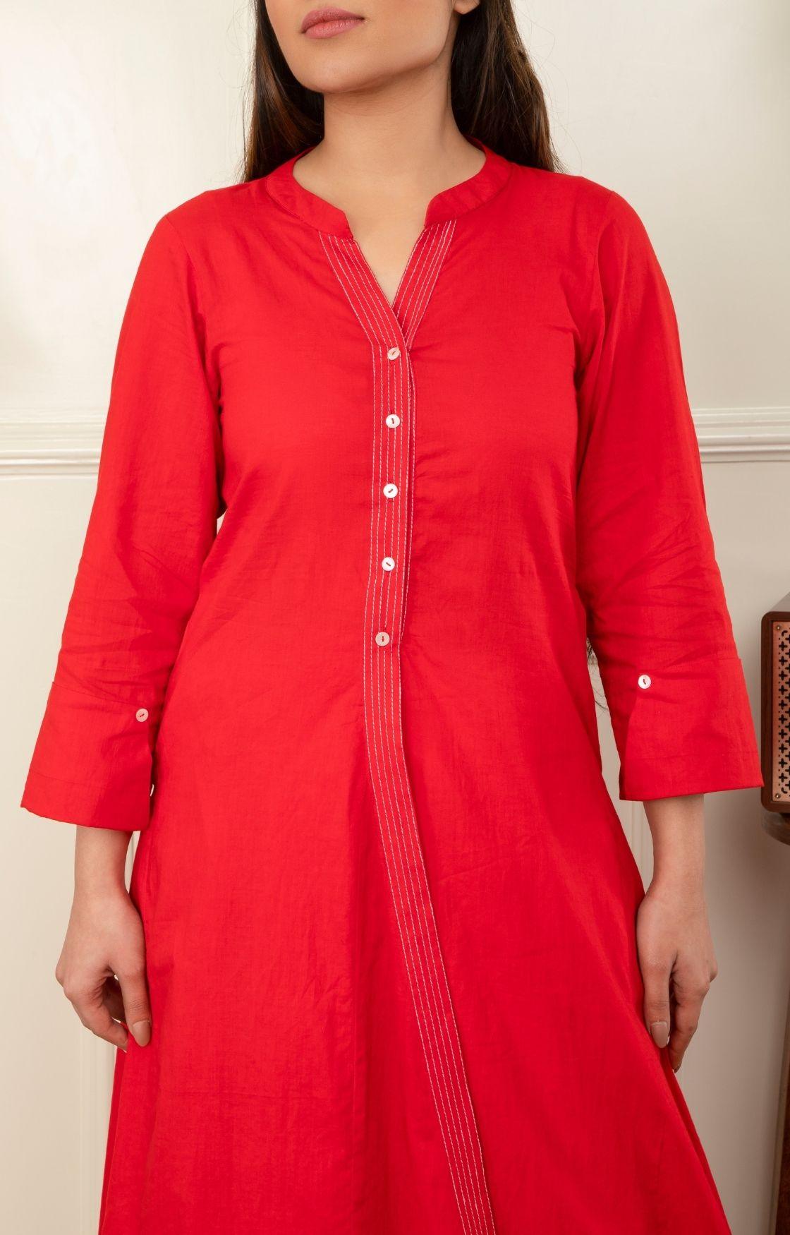 Red Angarkha Suit Set of 3