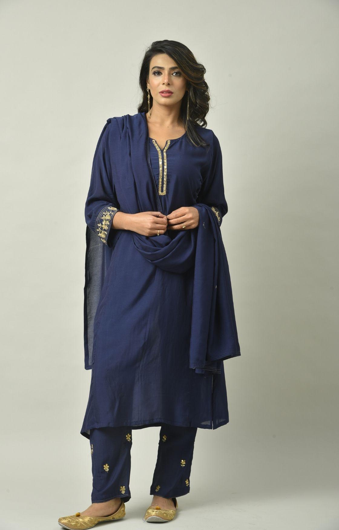 Blue Gota Patti Embroidery Set