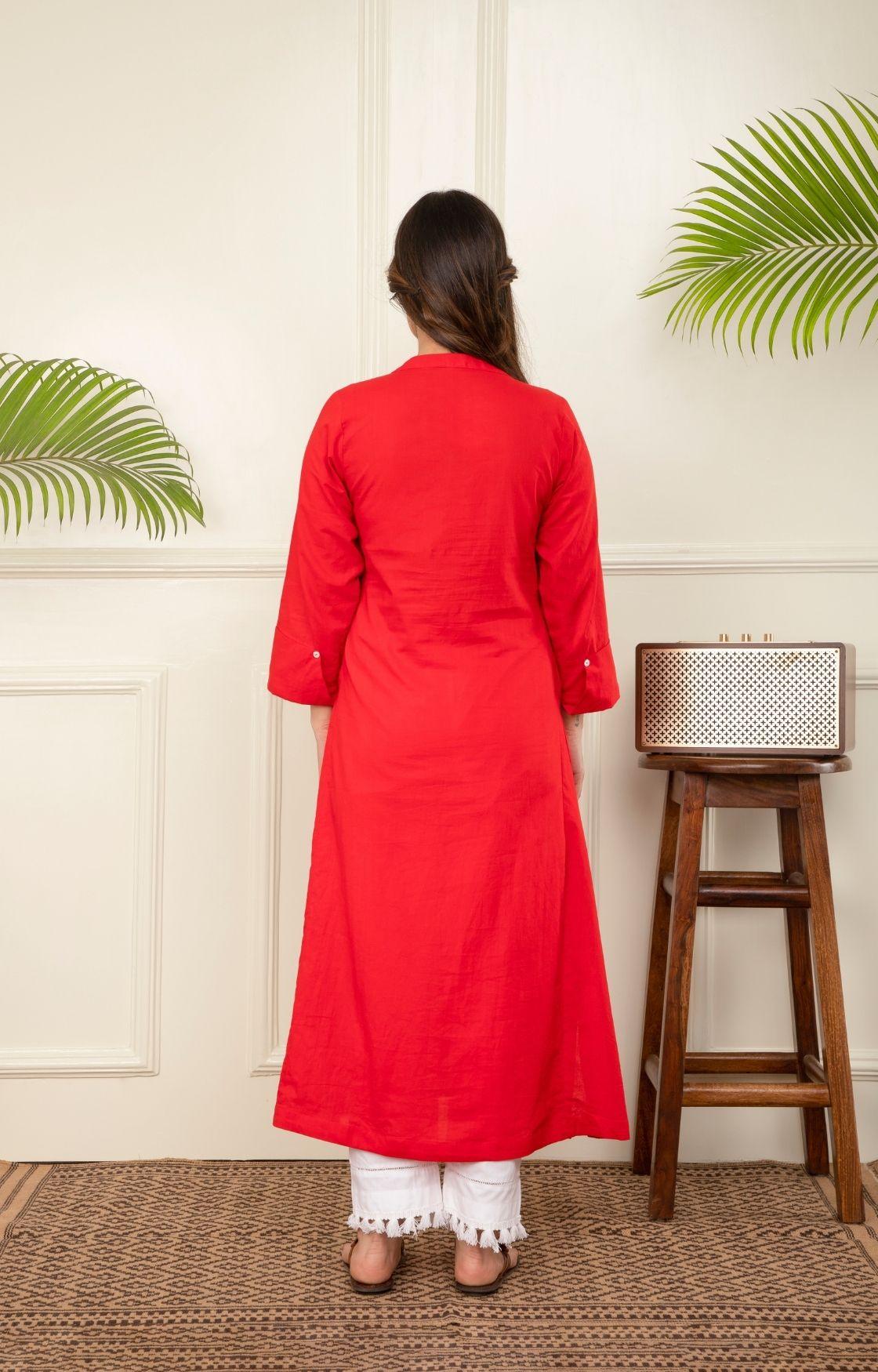 Red Angarkha Suit Set of 3
