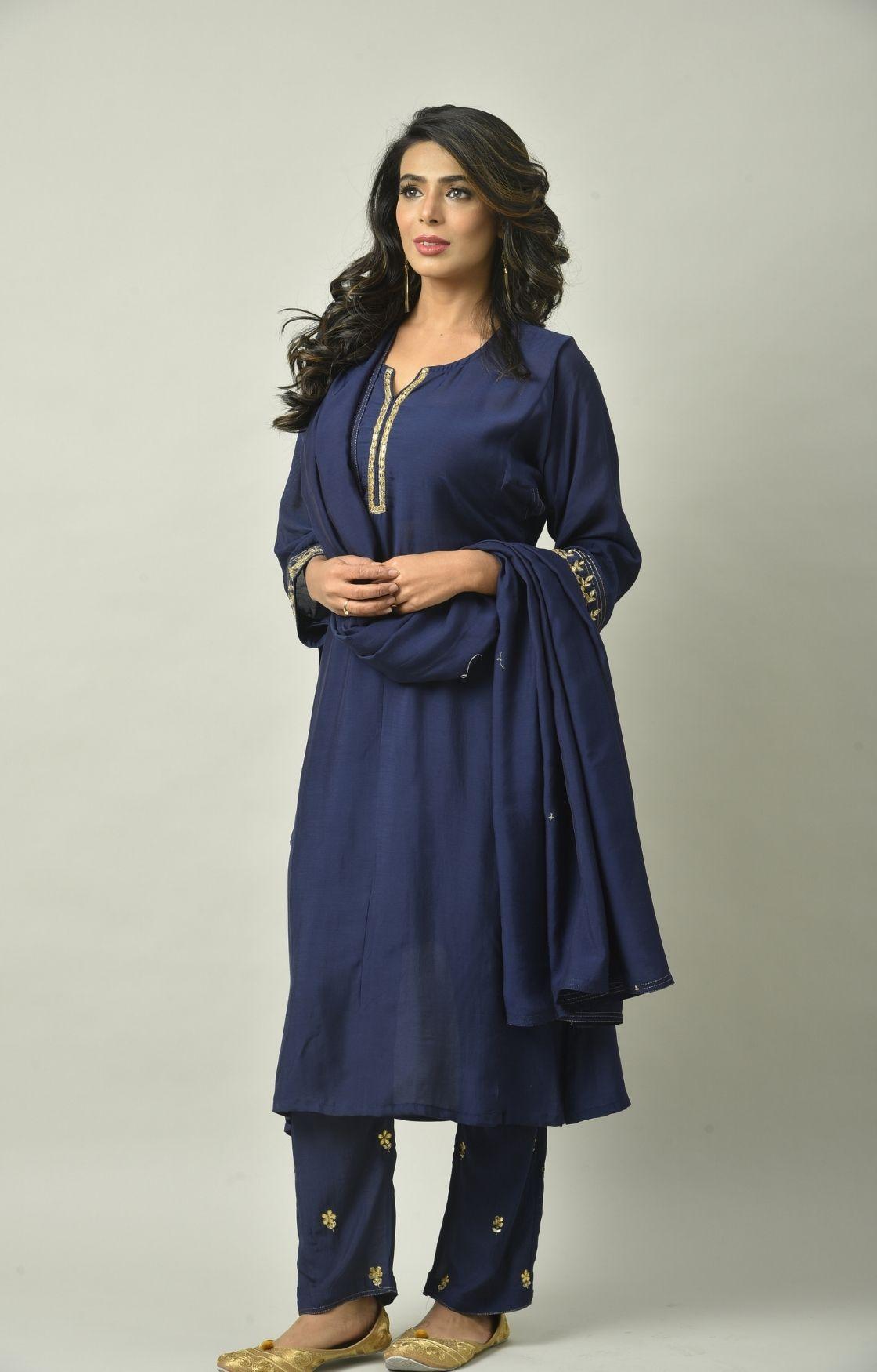 Blue Gota Patti Embroidery Set