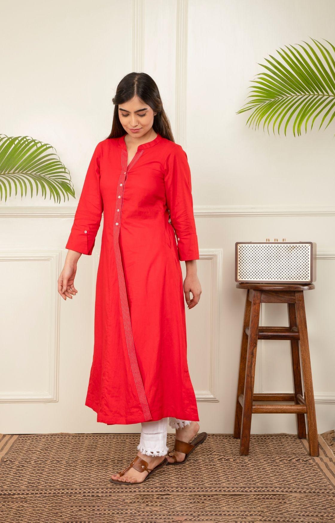 Red Angarkha Suit Set of 3