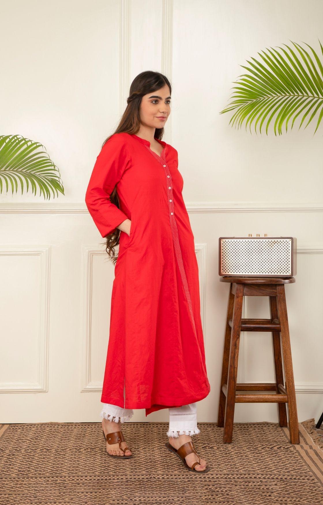 Red Angarkha Suit Set of 3