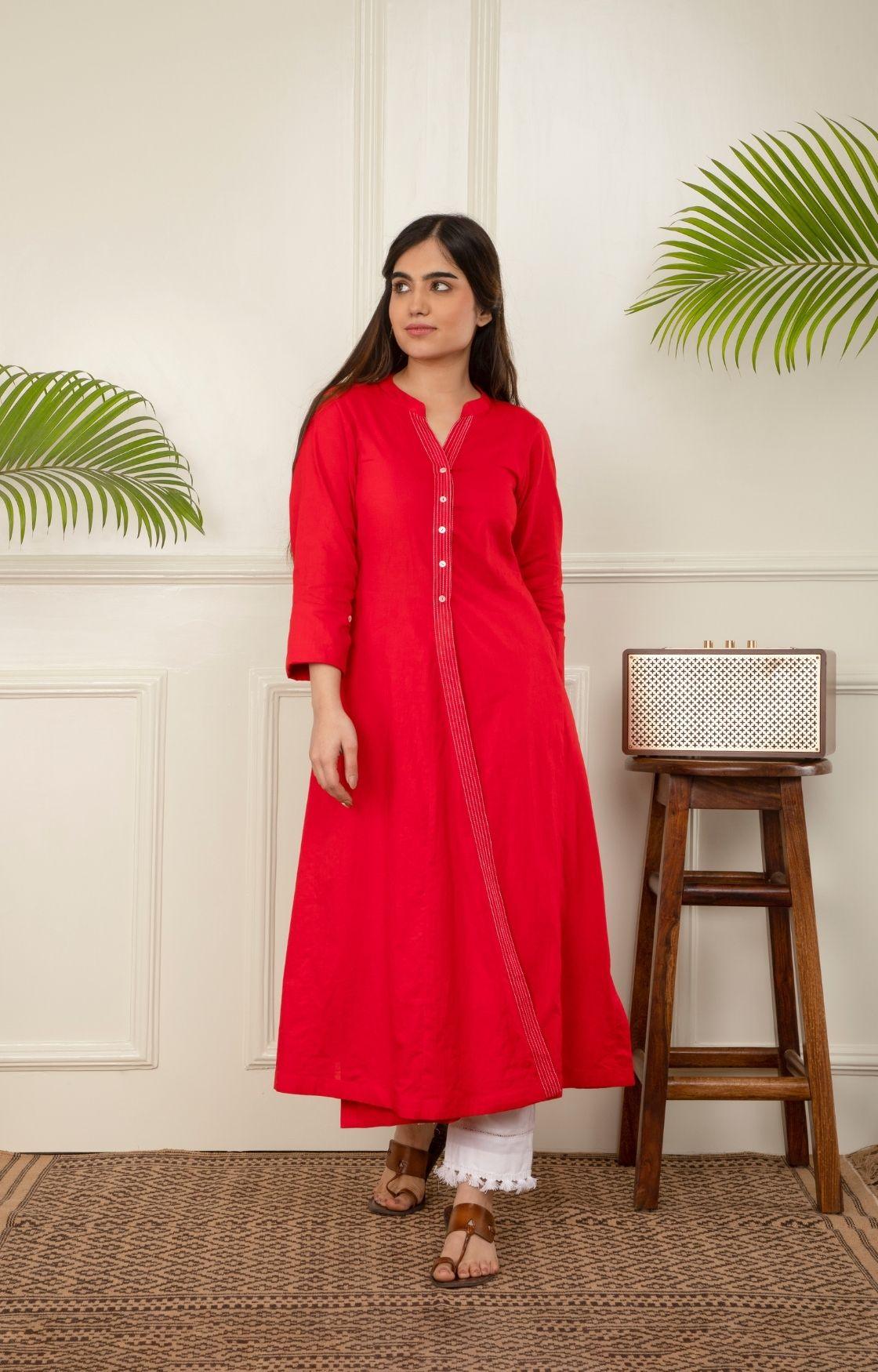 Red Angarkha Suit Set of 3